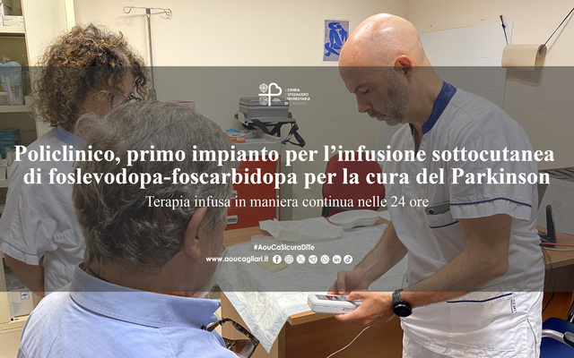 Policlinico, primo impianto per l’infusione sottocutanea di foslevodopa-foscarbidopa per la cura del Parkinson