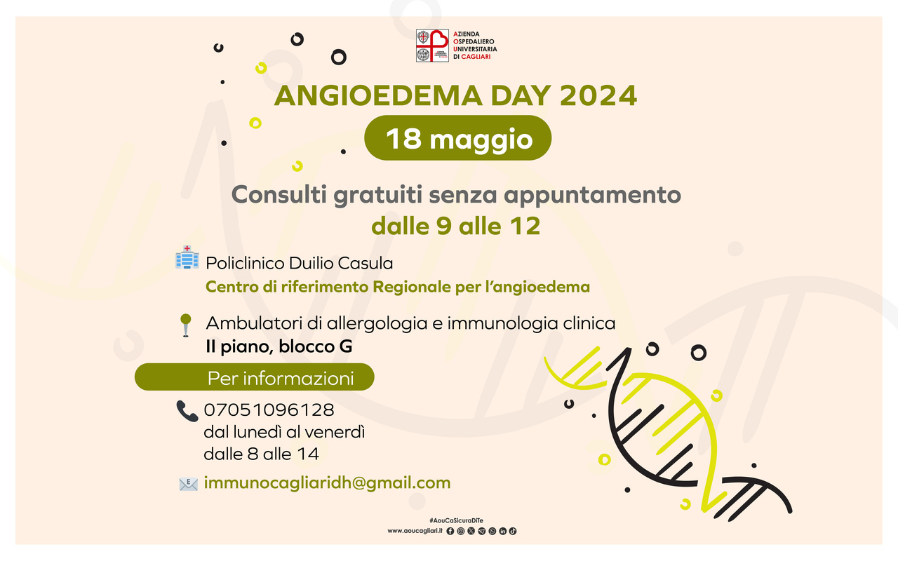 Angioedema day, consulti gratuiti al Policlinico Duilio Casula