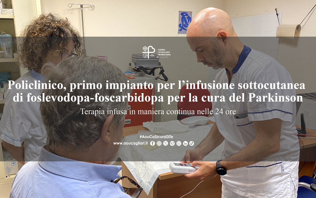 Policlinico, primo impianto per l’infusione sottocutanea di foslevodopa-foscarbidopa per la cura del Parkinson