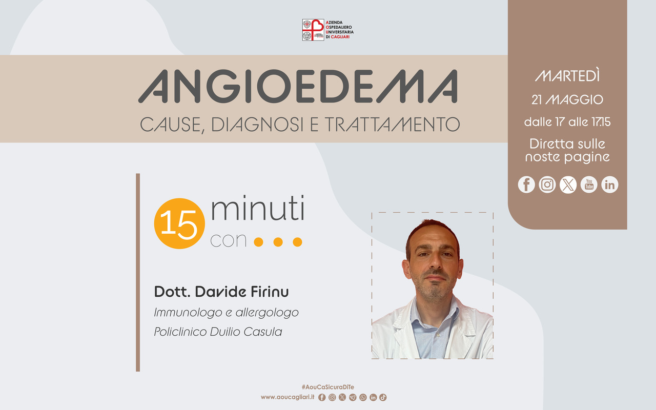 Angioedema: cause, diagnosi e trattamento. Se ne parla martedì con i consigli dell’esperto nella puntata di “15 minuti con…”