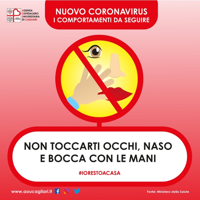 Non toccare occhi, naso e bocca con le mani