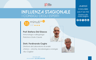 Influenza stagionale, se ne parla martedì con i consigli degli esperti nella puntata doppia di “15 minuti con…”