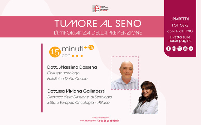 Tumore al seno, l’importanza della prevenzione. Se ne parla martedì con i consigli degli esperti nella puntata doppia di “15 minuti con…”