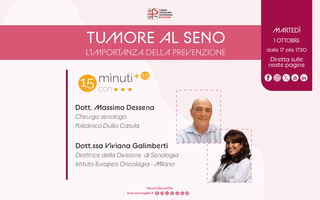 Tumore al seno, l’importanza della prevenzione. Se ne parla martedì con i consigli degli esperti nella puntata doppia di “15 minuti con…”