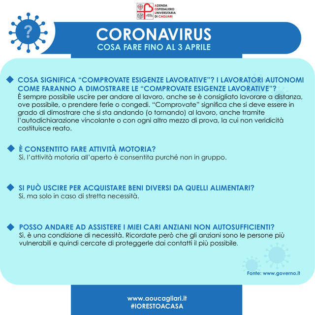 Cosa fare sino al 3 aprile/2