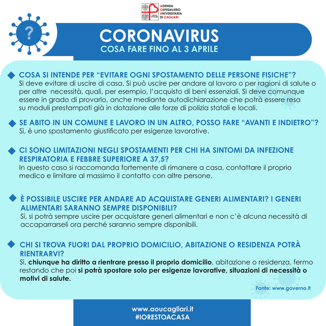Cosa fare sino al 3 aprile